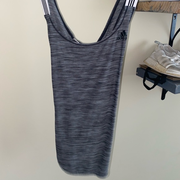 Gray Heathered Adidas CrossBack Tank - Picture 1 of 2